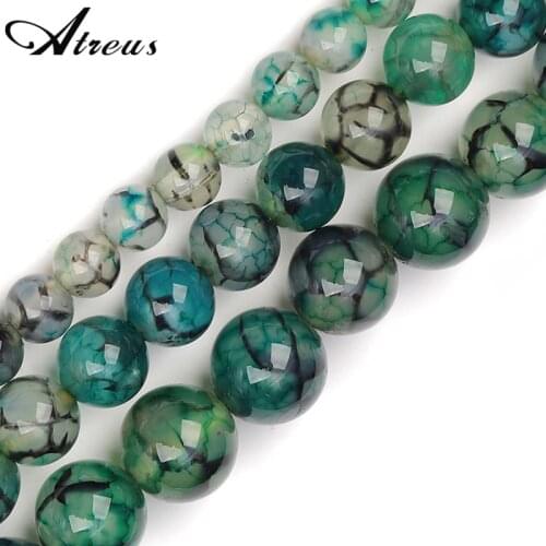 6 8 10 mm Green Natural Onyx Stone Round Loose Beads Dreamy Fire Dragon Veins Agates Beads For Jewelry Making DIY Accessories