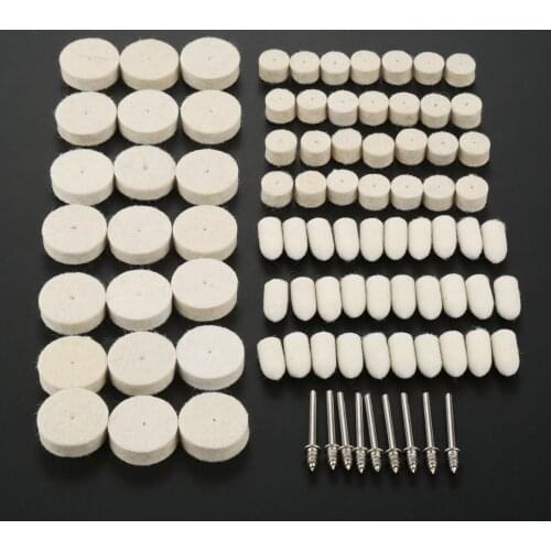 88Pcs/set Wool Buffing Wheel Polishing Pad With Fixing Rod For Metal Surface Buffing Polishing Grinding For Dremel Rotary Tools
