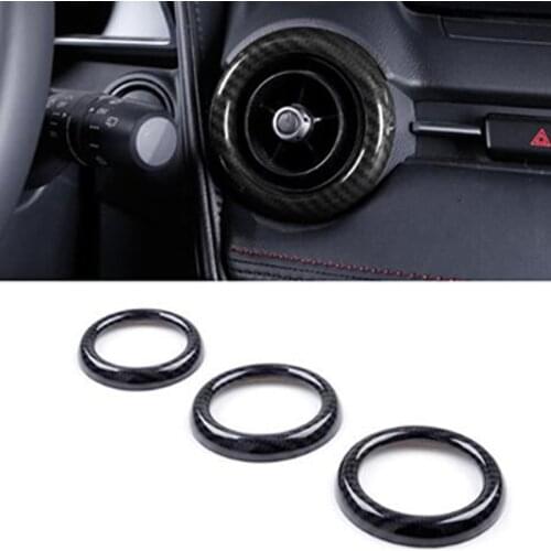 ABS Carbon Fiber For 2015 2016 2017 Mazda 2 Car Accessories Car Air Conditioner Switch Panel Frame Decoration Cover Trim Sticker