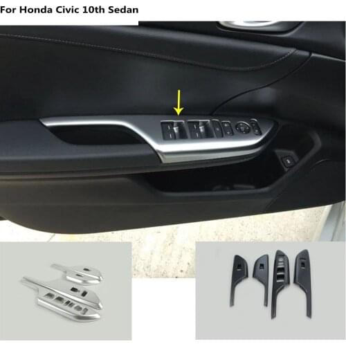 Car accessories armrest Handrail inner door Window glass switch panel cover trim frame For Honda Civic 10th Sedan 2016 2017 2018