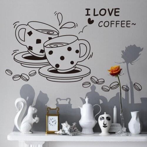 Black I love coffee Restaurant Storefront Kitchen Wall Sticker ZY8241 Fashion Sticker Home Decration Wallpaper