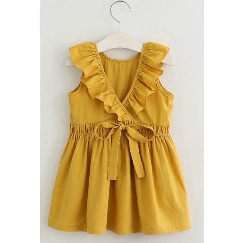 DFXD Fashion 2018 Girls Summer Dress Sleeveless Soild Bowknot Princess Dress New Arrival Korean Children Clothes Vestido