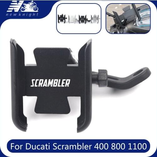 For Ducati Scrambler 400 800 1100 Motorcycle CNC Aluminum Mobile Phone Holder GPS Navigator Mirror Handlebar Bracket Accessories