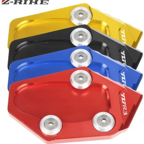 For Yamaha YZF R3 YZF-R3 2015 2016 Motorcycle CNC Aluminum Foot Kickstand Extension Pad Plate Side Stand Enlarger YZF R3 LOGO
