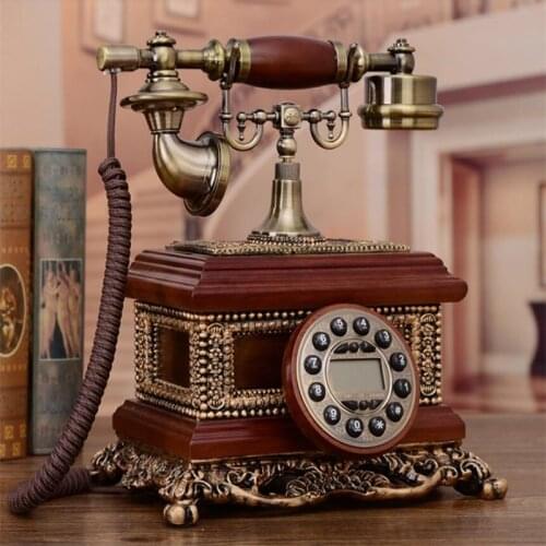European Antique Fixed Telephone Dial Design Retro Landline Phone with Mechanical Ring, Speaker and Redial Function for Home