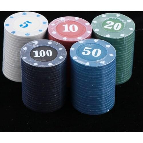 100 Pieces Plastic Poker Chips with Number of 5,10,20,50,100 - Counting Chips Bingo Chips for Games