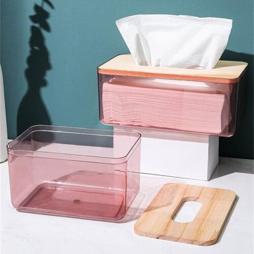 Home Creative Desktop Tissue Case Log Cover Transparent Pumping Paper Container Restaurant Office Nnapkins Storage Box Holder