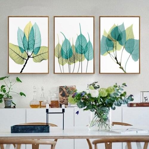 Leaf Watercolor Painting Plant Leaves Wall Art Print Canvas Poster Picture Living Room Home Decor Painting No Frame