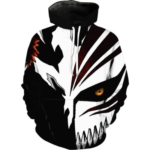 Classic Black And White Stitching Wolf Mask Print Fashion 3D Hoodies