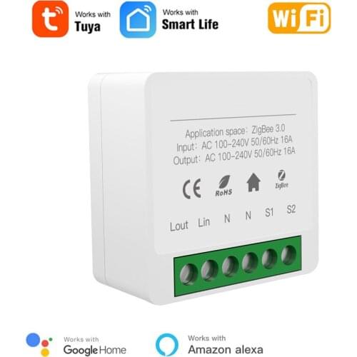 Tuya Wifi Mini Switch Supports 16/10A 2 Way Control Smart Home Automation Module Works with Alexa Google Home Smart Life App