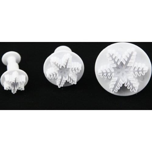 Set of 3pcs Snowflower plunger Cutter cake decorating fondant embossing tool
