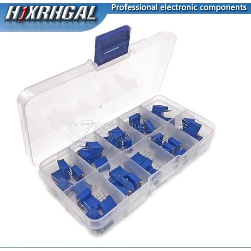 50pcs 3296W Multiturn Trimmer Potentiometer Kit High Precision 3296 Variable Resistor With Free Box electronic diy kit hjxrhgal