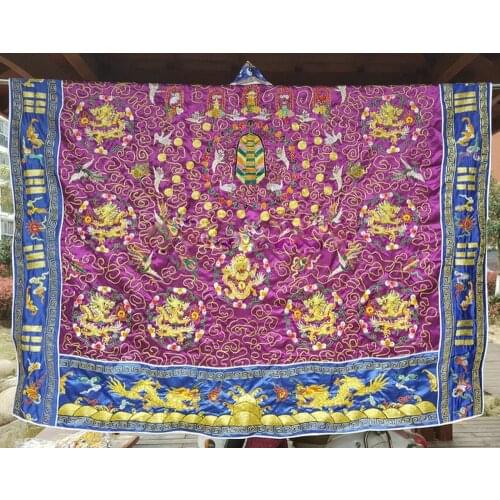 Unisex high quality purple/red/yellow taoism clothing vestment Taoist embroidery cranes dragons cassock robe gown garment