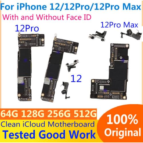Original For iPhone 12/12Pro/12Pro Max Motherboard With Face ID Unlocked Logic Board Free iCloud Mainboard With Full Chips Test
