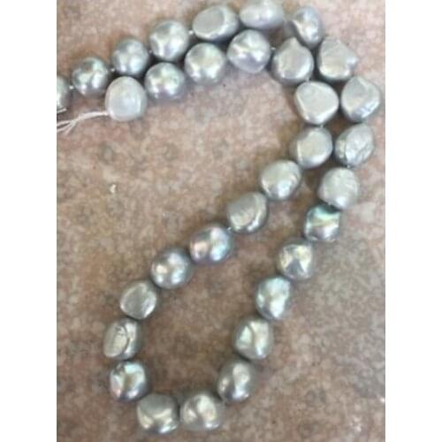 9-10mm south sea baroque silver grey pearl necklace 18inch 14k