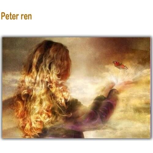 Peter ren DIY diamond painting people 5d Round & Square Mosaic Pictures of crystals Full Beaded embroidery"Girl butterfly dream"