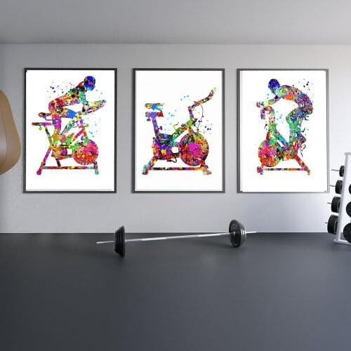 Abstract Exercise Indoor Bike Man Woman Fitness GYM Posters Print Canvas Painting Modern Minimalist Pictures Wall Art Home Decor