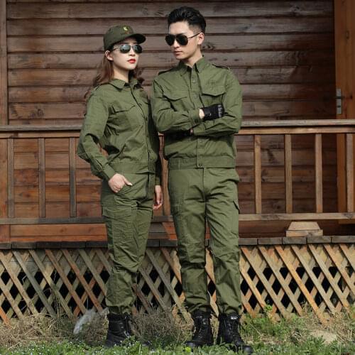 Cotton Work Wear Men Working Clothes Workwear Women Army Green Shirt And Pants Two Piece Uniforms Suits Sportwear Outdoor Work
