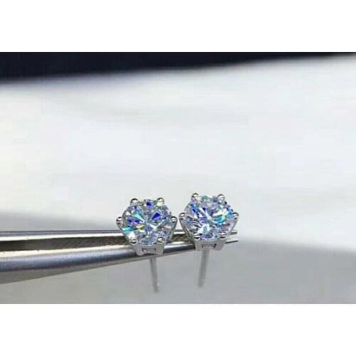 UMQ Excellent D Color 0.5 ct Moissanite Earrings 925 Silver Perfect Cut Pass Diamond Test A Pair of Moisanites Stud Earrings