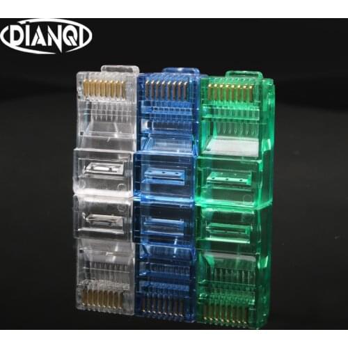 50/100/200/500 PCS Gold plated RJ45 Net Network Modular Plug Cat5 CAT5e Connector 8P8C utp Unshielded Modular Rj45 Plug NEW