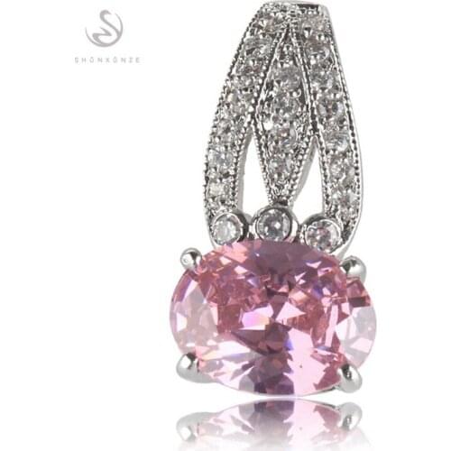 SHUNXUNZE couple jewellery pendants charms gift Wedding career Purple Rainbow Pink Cubic Zirconia Rhodium Plated R532 R535 R3304
