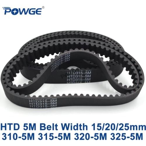 POWGE HTD 5M Timing belt C=310/315/320/325 width 15/20/25mm Teeth 62 63 64 65 HTD5M synchronous Belt 310-5M 315-5M 320-5M 325-5M