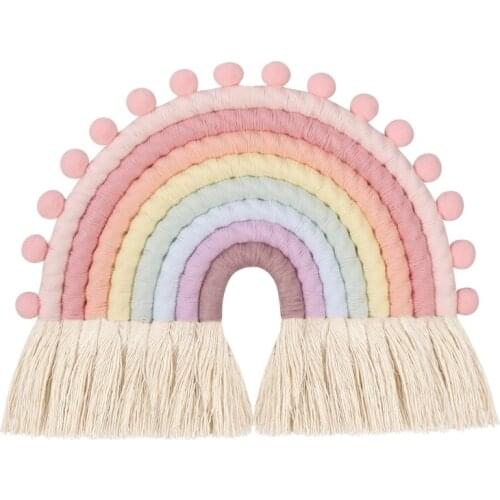 Q6PD Nordic Woven 8 Lines Rainbow Tapestry Wall Hanging Living Room Bedroom Color Pendant Decoration Home Decoration