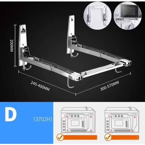 Stainless Steel Microwave Foldable Oven Shelf Rack Support Frame Stretch Adjustable Wall Mount Bracket Holder Kitchen Storage