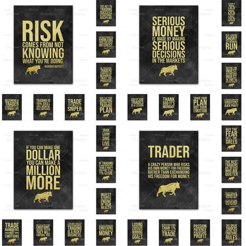 Stock Trading Buy The Fear Sell Greed Motivational Quote Poster Wall Art Prints Best Traders Quotes Canvas Painting Home Decor