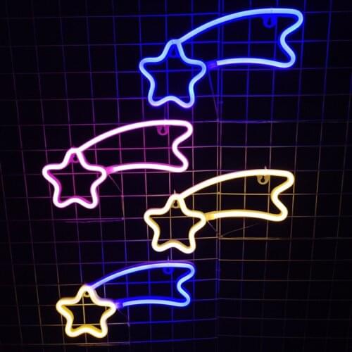 Meteor LED Neon Night Light Sign Wall Art Sign Night Lamp Xmas Birthday Gift Wedding Party Wall Hanging Neon Lamp Home Decor New