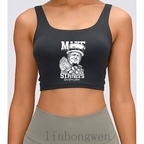 Trump St Patrick Day Women Tank Top Fit Design Basic Vintage Pattern Round Neck Cotton Summer Style Crop Top