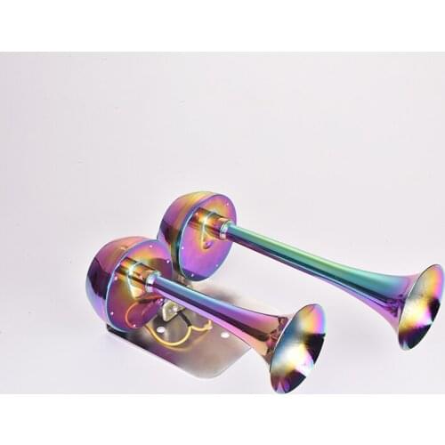 Universal dual-pipe tracheal electric horn for trucks and trucks with bracket and relay 12V/24V without air source 120db