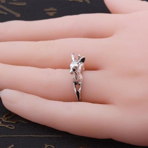 Vintage Punk Skull Ring Men Hip Hop New Simple Animal Cute Elk Ring Opening Adjustable Unisex Christmas Party New Year Jewelry
