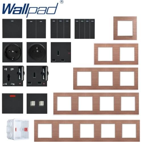 S6 Series Switch and Socket Free DIY Combination Wall Lamp Switch Power Outlet Socket Brown Metal Frame DIY Wallpad