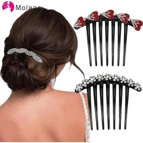 Molans New Vintage Crystal Rhinestones Flower Hair Combs Hair Clips for Women Hairpins Girls Bridal Wedding Hair Accessories