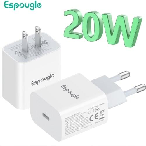 Espougle USB C Charger Quick Charge 4.0 3.0 QC 20W PD USB Type C Fast Charger for iPhone 12 Pro Max 11 Mini 8 Plus Xiaomi Phone