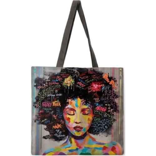 Ladies Fashion Shopping Bag Linen Reusable Tote Bag Letter Punk Girl Printed Shoulder Bag Outdoor Beach Bag Casual Tote Bag