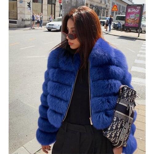 Plus Size Women Coat Fashion Cropped Faux Fur Coat Warm Stand Fur Collar Slim Fluffy Fur Jacket Women Winter Fur Coats 4Xl