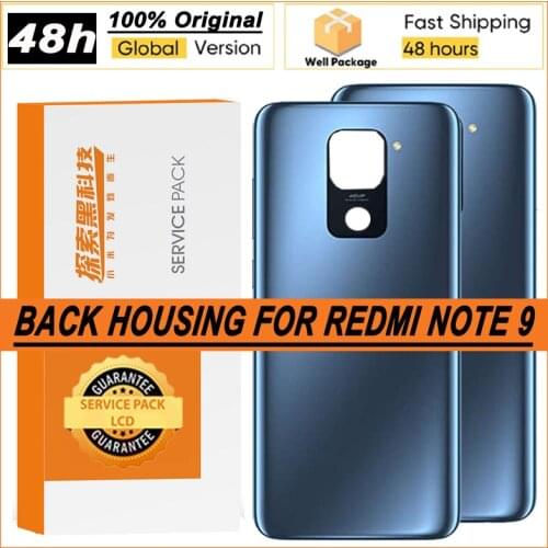 100% Original Back Housing for Xiaomi Redmi Note 9 Back Cover Battery Glass Rear Repair Parts