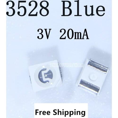 10000pcs X 3528 Blue 1210 Blue 3V Led Lamp SMD diode smd led smd beads 460-470nm super-bright-leds Free Shipping SMT Reel