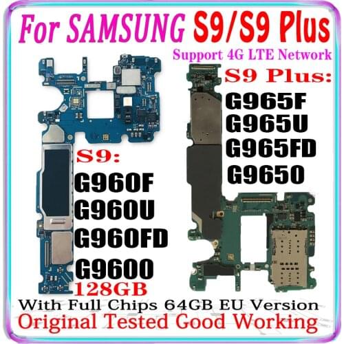 Unlock Motherboard For Samsung Galaxy S9 Plus G965F G965FD S9 G960F G960FD G960U G9600 G9650 128GB Logic Board Android Installed