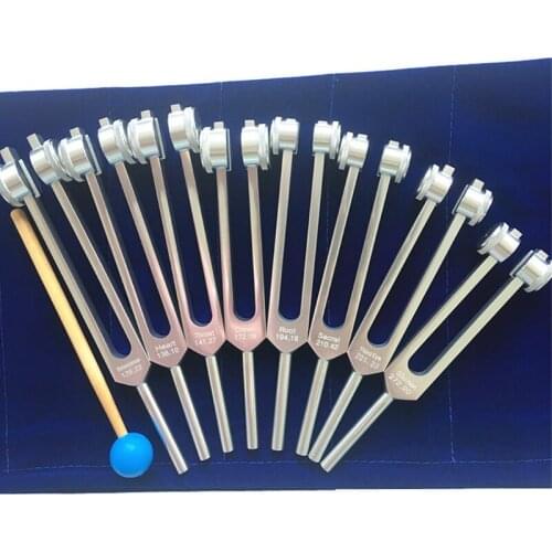 2021 New 8pcs 126.22 Hz, 136.1 Hz, Tuning Fork Chakras Set with Bag Mallet for Ultimate Healing and Relaxatio