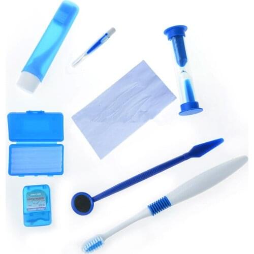 5 Sets Dental Orthodontic Brush Ties Toothbrush Interdental Floss Dental Oral Care Kit Red & Blue