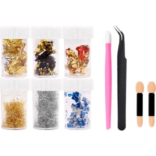 6 Box Gold Glitter Flakes Irregular Aluminum Foil Sequins For Nails Chrome Powder Winter Manicure Nail Art Decorations