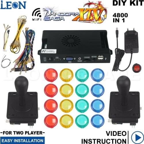 Arcade Diy Kit Pandora Box Saga 14 American Arcade Joystick Original Transparent Illuminated Led Arcade Button Pandora Wifi