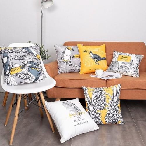 American toucan sofa decorative cushion cover waterproof siesta pillowcase feather leaves chair office car home pillow cover