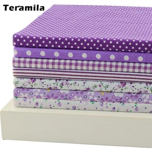 7Pieces 50cmx50cm Purple Series Cotton Fabric Fat Quarter Bundle Patchwork Cotton Quilting Fabric Tilda Cloth Basic Quality Tela