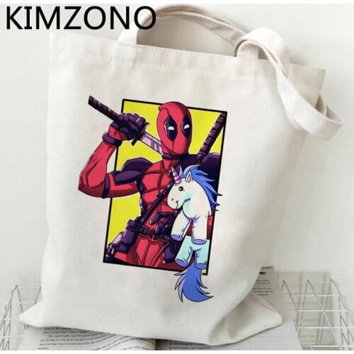 Deadpool shopping bag cotton bolsas de tela jute bag eco grocery canvas bag tote net reciclaje sac tissu
