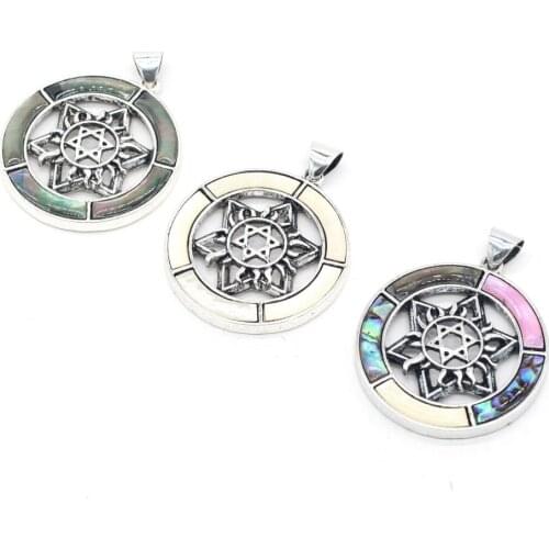 Natural Shell Mother of Pearl Shell Pendant Charm White Black for DIY Necklace Earring Jewelry Making Jewelry Gift Size 42x42mm