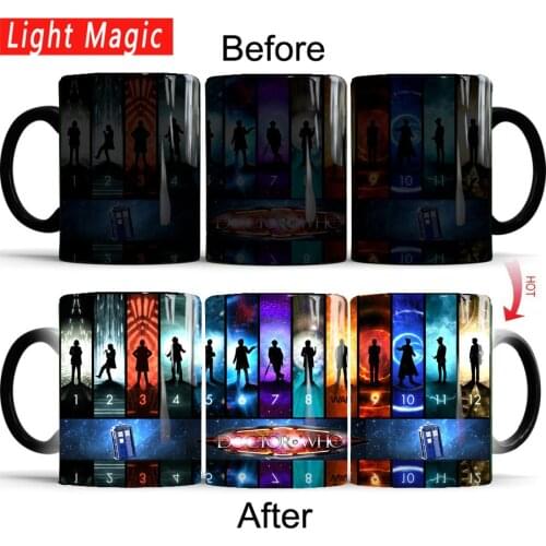 Doctor who coffee mugs Heat Sensitive mug transforming cup cold hot heat changing color magic mug tea cups best gift mug